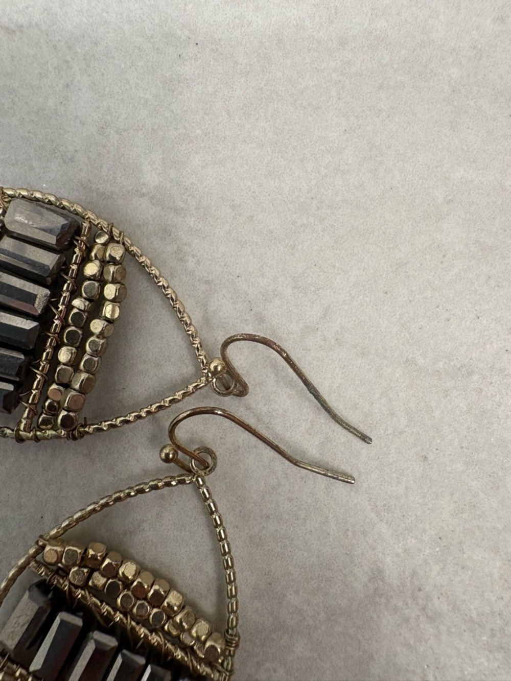 Handmade Wirewrapped Metallic Beaded Earrings - Picture 3 of 4